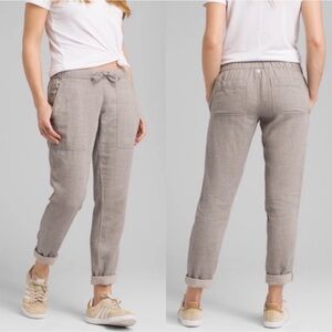 Prana Soledad Striped Pebble Grey Lightweight Pull On Drawstring Pants Large
